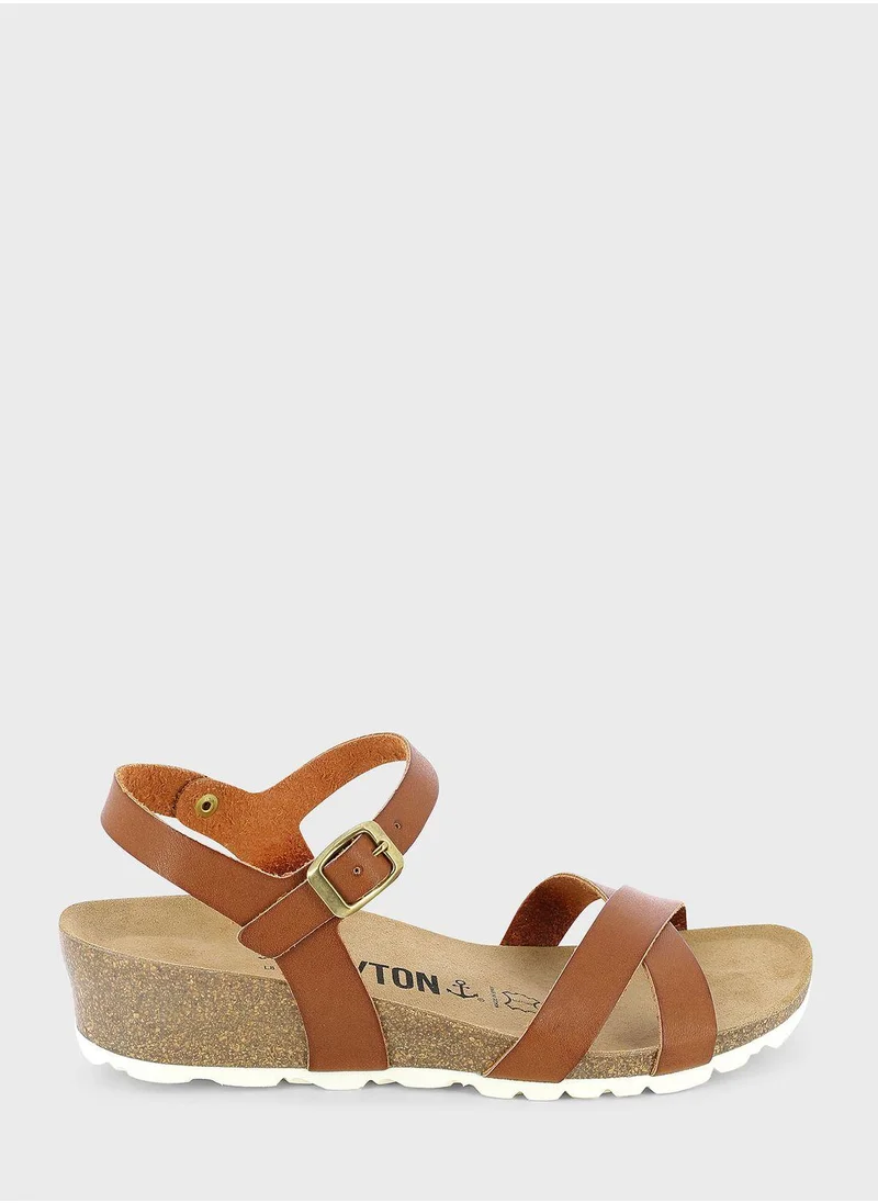 BAYTON Canberra Strappy Mid Heel Wedges