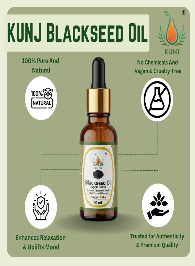 KUNJ Black Seed Oil 10ml - 100% Pure & Natural Cold Pressed Kalonji Oil for Hair, Face, Skin & Scalp Care | Hair Strengthening, Scalp Nourishment & Skin Care | Nigella Sativa Oil - Image 4