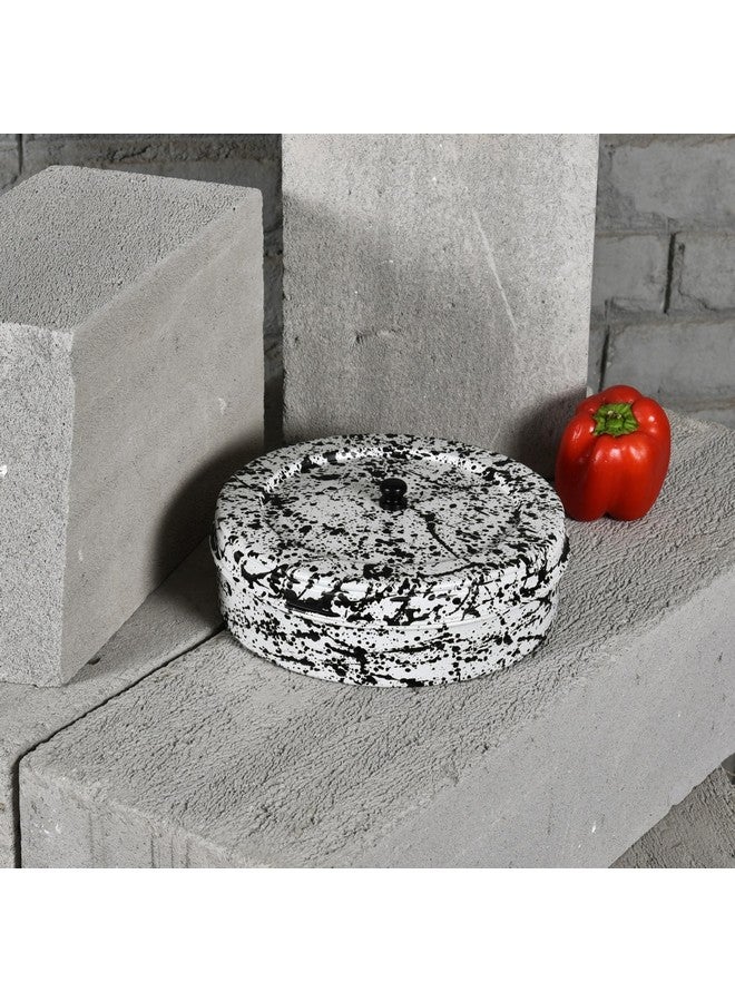 Elan مجموعة إيلان سبلاطر فول، صندوق تخزين ستانلس ستيل محكم الغلق للروتي/باباد/تشاباتي | دبا متعددة الاستخدامات مع غطاء | خادم الروتي | كسرولة | أسود وأبيض (1500 مل) - Image 1