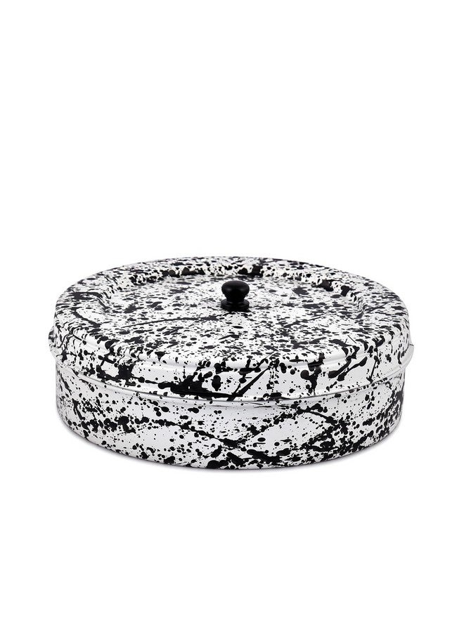 Elan مجموعة إيلان سبلاطر فول، صندوق تخزين ستانلس ستيل محكم الغلق للروتي/باباد/تشاباتي | دبا متعددة الاستخدامات مع غطاء | خادم الروتي | كسرولة | أسود وأبيض (1500 مل) - Image 4