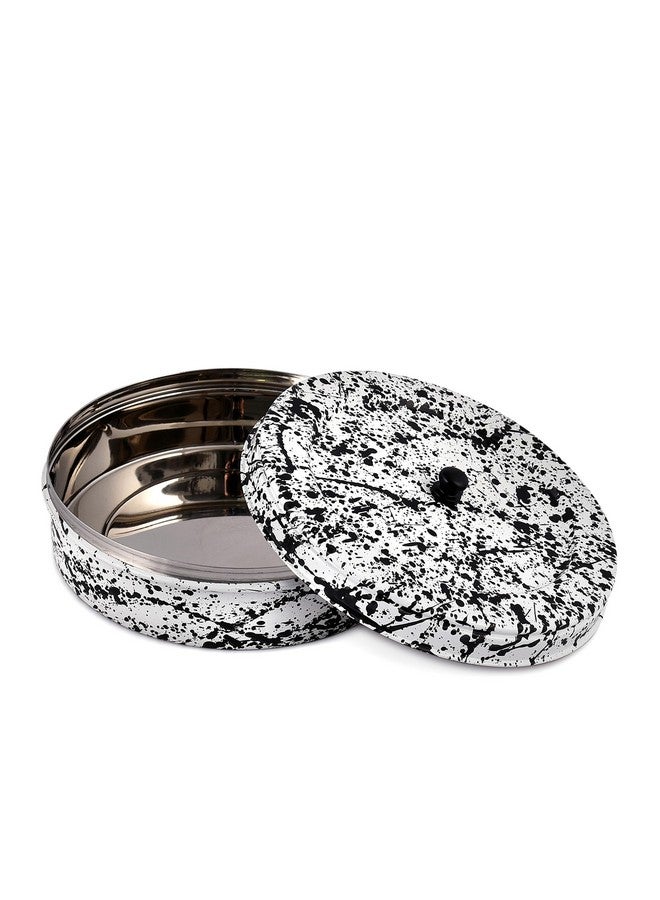 Elan مجموعة إيلان سبلاطر فول، صندوق تخزين ستانلس ستيل محكم الغلق للروتي/باباد/تشاباتي | دبا متعددة الاستخدامات مع غطاء | خادم الروتي | كسرولة | أسود وأبيض (1500 مل) - Image 3