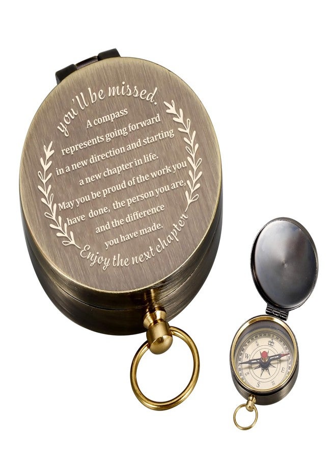 TI-EDC Compass Gift-Coworker Leaving Retirement Gifts for Men Woman, Compass Present You Will Be Missed for Men, Farewell Going Away New Beginnings Gifts for Coworker Friends Him Nurse Boss Teacher Employee - Image 1