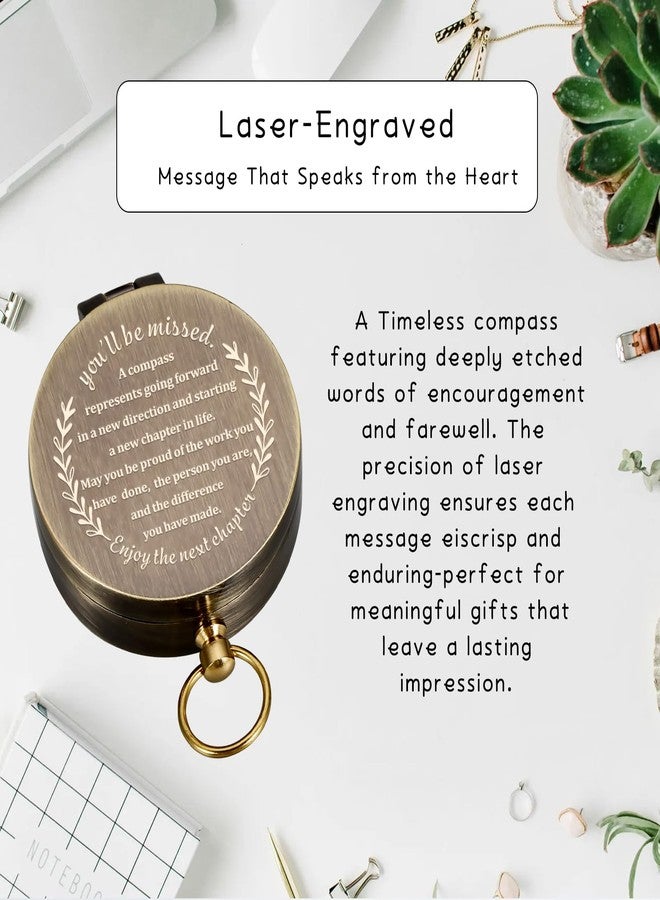 TI-EDC Compass Gift-Coworker Leaving Retirement Gifts for Men Woman, Compass Present You Will Be Missed for Men, Farewell Going Away New Beginnings Gifts for Coworker Friends Him Nurse Boss Teacher Employee - Image 3