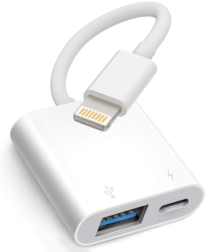 Wahbite Apple Lightning to USB Camera Adapter with Charging Port for iPhone/iPad to Connect USB Flash Drive, Card Reader, Keyboard, Mouse, Hubs, MIDI, Plug & Play - Image 1