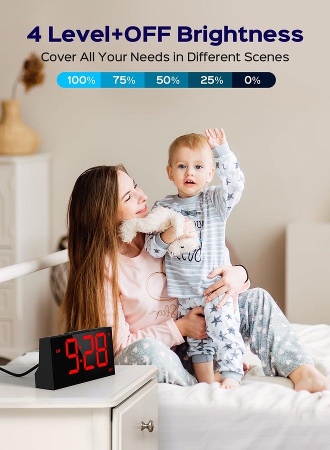 GOLOZA ساعات منبه رقمية من GOLOZA لغرف النوم، ساعة رقمية بأربعة مستويات سطوع + إيقاف، منبهان قابلان للتخصيص، منفذ USB، ذاكرة إيقاف التشغيل، غفوة، التوقيت الصيفي، 12/24 ساعة، ساعة مكتبية للأطفال والكبار وكبار السن - Image 2