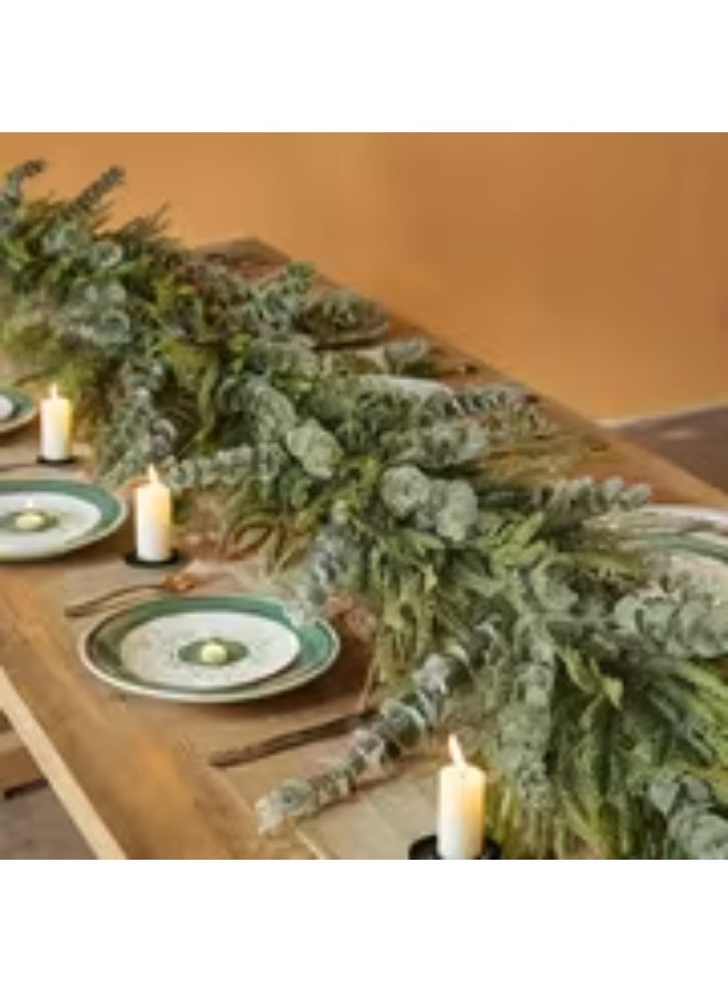 إيروريكس مجموعة 4 قطع من إكليل الكريسماس بطول 179.78 سم من صنوبر نورفولك – فروع شجر صناعية خضراء مناسبة لكل المواسم مع إبر بلاستيكية للتزيين الداخلي والخارجي للأبواب والجدران والنوافذ والشرفات – ديكور شجرة دائمة الخضرة للكريسماس - Image 4