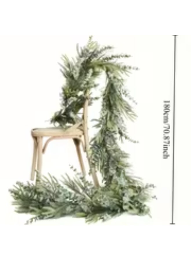 إيروريكس مجموعة 4 قطع من إكليل الكريسماس بطول 179.78 سم من صنوبر نورفولك – فروع شجر صناعية خضراء مناسبة لكل المواسم مع إبر بلاستيكية للتزيين الداخلي والخارجي للأبواب والجدران والنوافذ والشرفات – ديكور شجرة دائمة الخضرة للكريسماس - Image 2