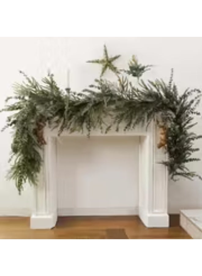 إيروريكس مجموعة 4 قطع من إكليل الكريسماس بطول 179.78 سم من صنوبر نورفولك – فروع شجر صناعية خضراء مناسبة لكل المواسم مع إبر بلاستيكية للتزيين الداخلي والخارجي للأبواب والجدران والنوافذ والشرفات – ديكور شجرة دائمة الخضرة للكريسماس - Image 1