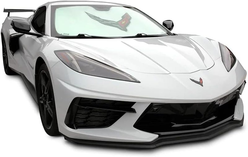 SR1 Performance C8 Corvette Folding Sunshade - Insulated Windshield Shade with Flags Logo for 2020-2024 Stingray, Z06 - Image 2