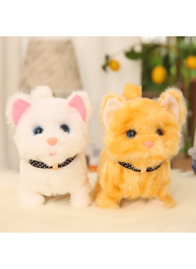 Electric Simulation Plush Cat Electronic Pet Garfield Wagging Tail Will Go Will Call Children's Toys-Specifications:Cute Little White Cat ((squeaks Are The Same As The Dog Barking) Not The Cat Barking  - Image 3