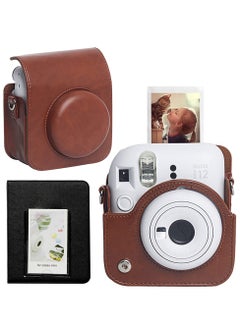 Generic Case for Fujifilm Instax Mini 12 Camera Protective PU Leather Bag Cover with Adjustable Shoulder Strap and Mini Photo Album 64 Pockets (Vintage Brown)  - Image 1