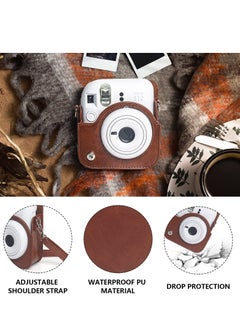 Generic Case for Fujifilm Instax Mini 12 Camera Protective PU Leather Bag Cover with Adjustable Shoulder Strap and Mini Photo Album 64 Pockets (Vintage Brown)  - Image 2