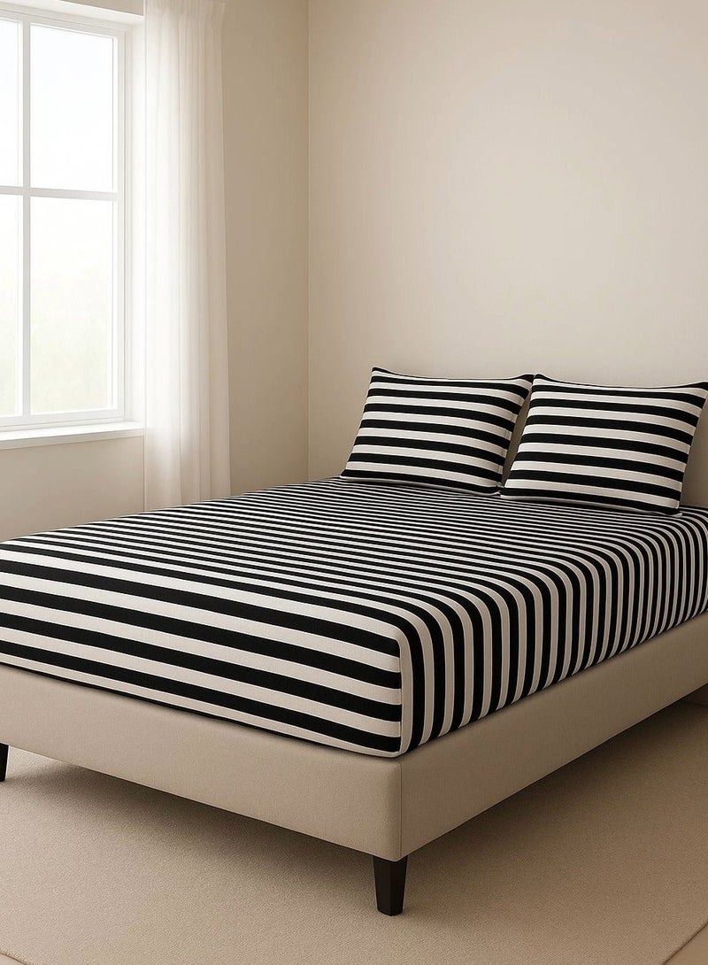 طقم سرير (ملاية سرير بأستيك لسرير مقاس 160 سم وغطاء وسادتين صغيرتين بتصميم لينز) - Image 2