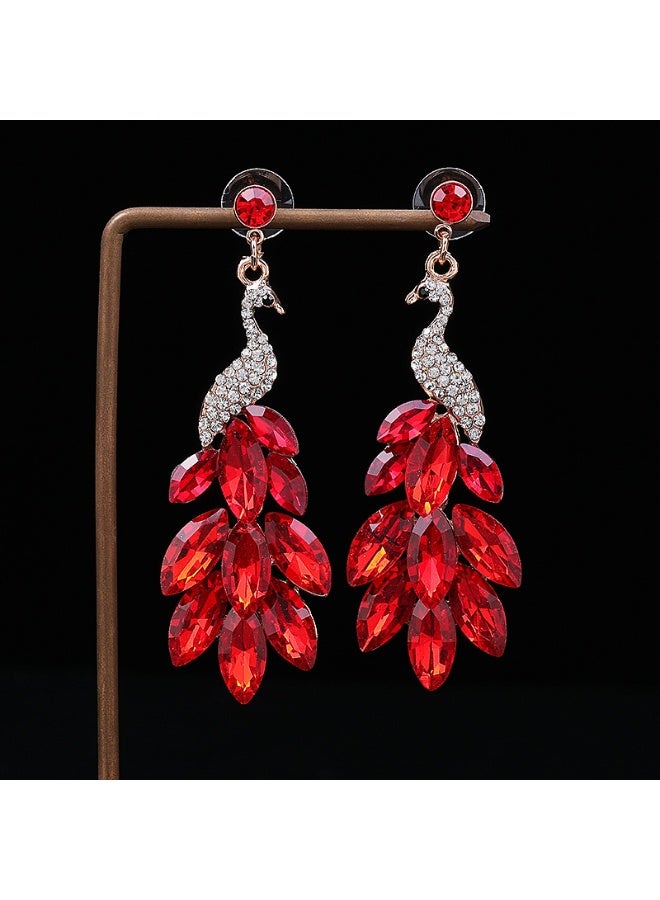 NIBEMINENT Colorful Peacock Feathers Women's Earrings - Chic Light Luxury Choice