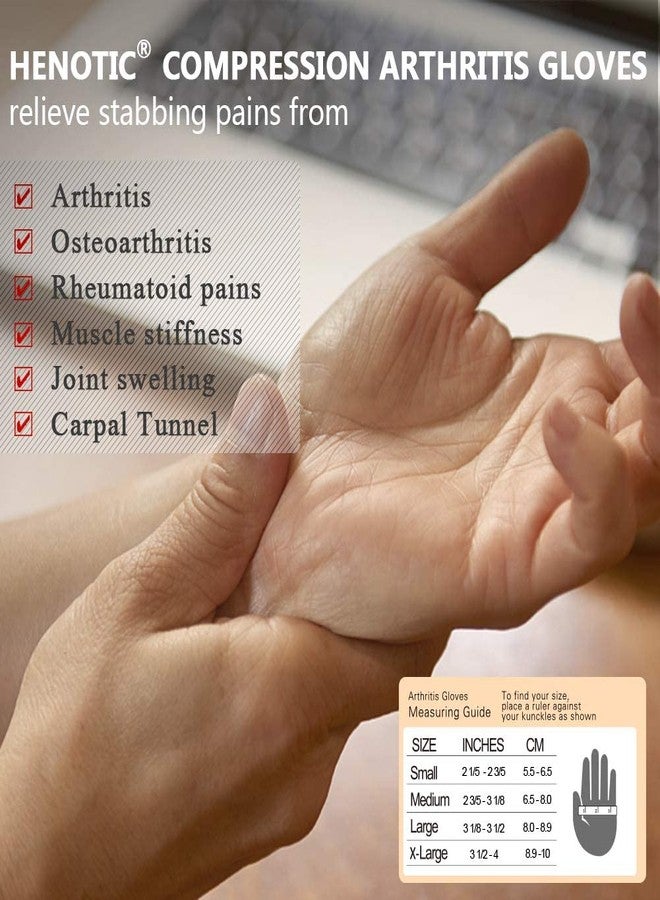 HENOTIC Arthritis Compression Gloves for Women Men, Anti-Slip Glue Dot & Fingerless Breathable & Moisture Wicking Compression Gloves for Relieving Rheumatoid Pains, Joint Swell, etc - Image 4