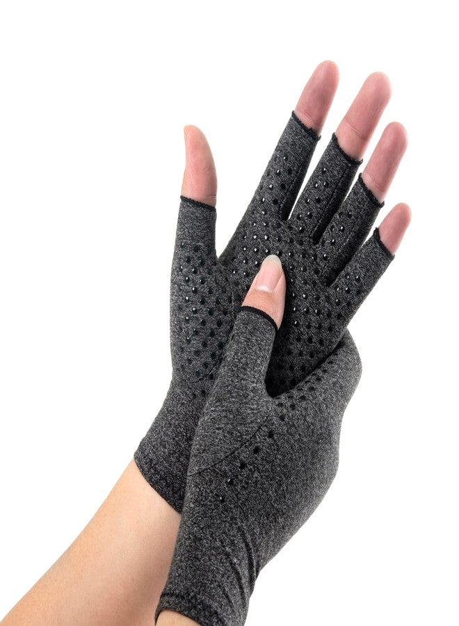 HENOTIC Arthritis Compression Gloves for Women Men, Anti-Slip Glue Dot & Fingerless Breathable & Moisture Wicking Compression Gloves for Relieving Rheumatoid Pains, Joint Swell, etc - Image 1