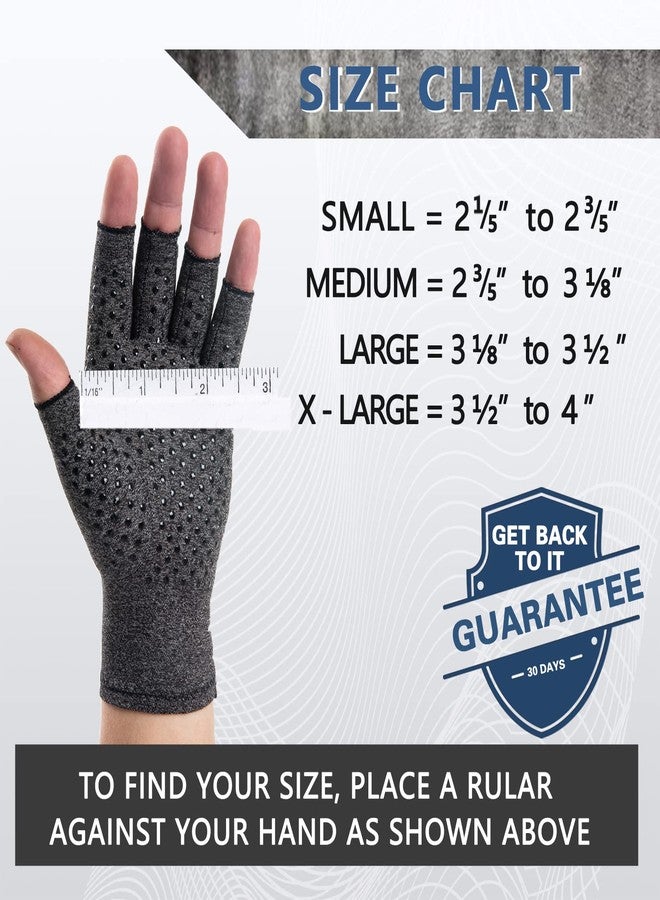 HENOTIC Arthritis Compression Gloves for Women Men, Anti-Slip Glue Dot & Fingerless Breathable & Moisture Wicking Compression Gloves for Relieving Rheumatoid Pains, Joint Swell, etc - Image 3