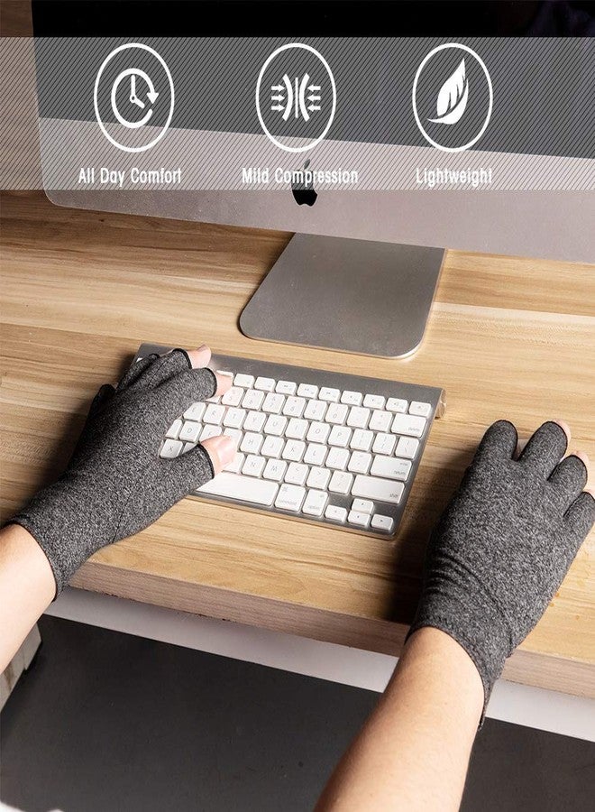 HENOTIC Arthritis Compression Gloves for Women Men, Anti-Slip Glue Dot & Fingerless Breathable & Moisture Wicking Compression Gloves for Relieving Rheumatoid Pains, Joint Swell, etc - Image 5