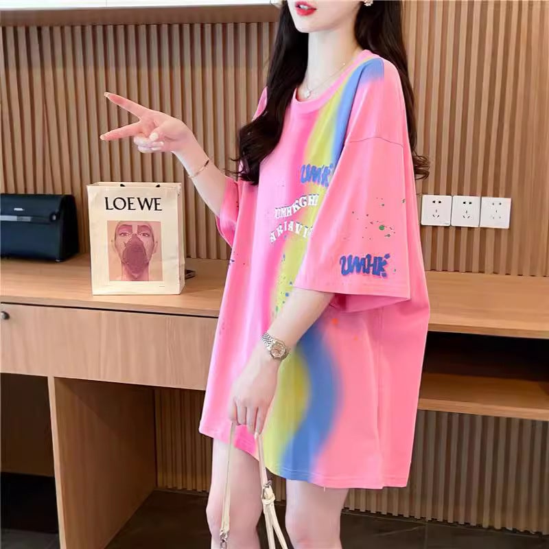 Korean Style Loose And Casual T-Shirt For Women, Summer Model, Super Stylish And Age-Reducing Mid-Length T-Shirt