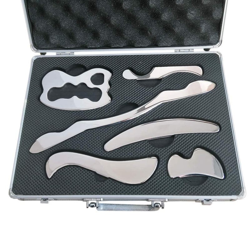 NCCYOOT Gua sha Set IASTM Tool Gua Sha Stainless Steel Muscle Scraper Set of 6 Picese for Soft Tissue Therapy and Reduce ArmsLegsBack Shoulder Muscle Pain6B pcs