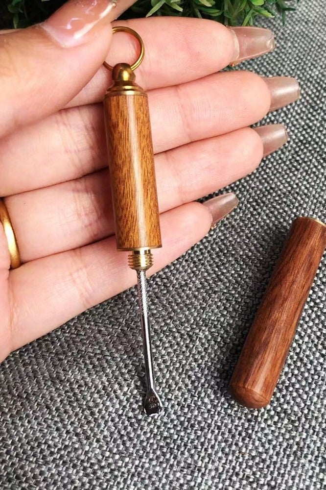 Wooden Ear Spoon Brass Wood Ear Cleaning Tools Durable Ear Picks Portable Key Chain Pendant Family Gift Ear Wax Removal - Image 1