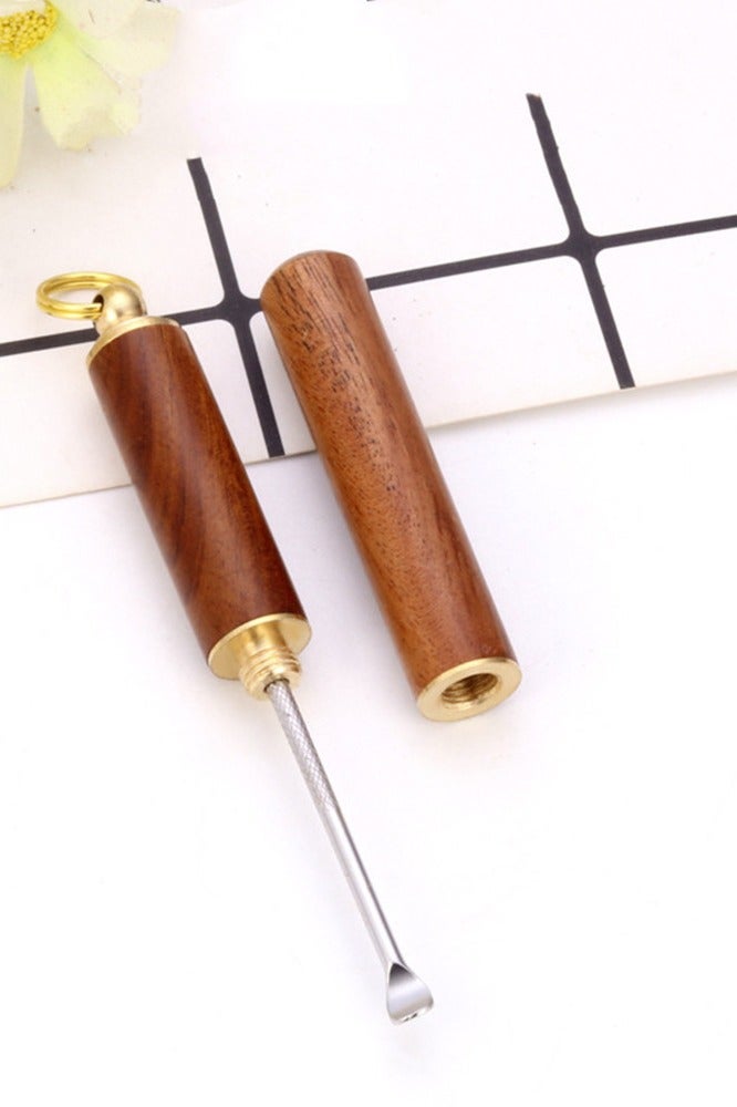 Wooden Ear Spoon Brass Wood Ear Cleaning Tools Durable Ear Picks Portable Key Chain Pendant Family Gift Ear Wax Removal - Image 4