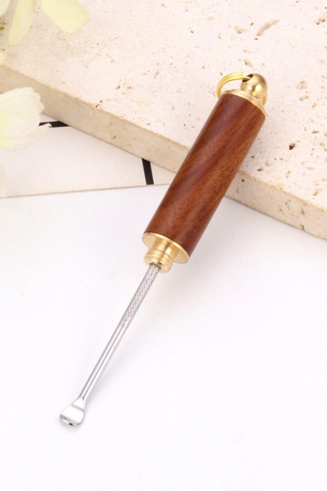 Wooden Ear Spoon Brass Wood Ear Cleaning Tools Durable Ear Picks Portable Key Chain Pendant Family Gift Ear Wax Removal - Image 5