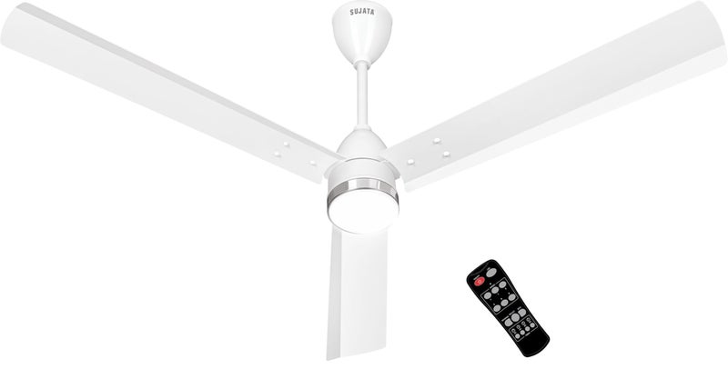 Sujata Premium BLDC Ceiling Fan 1200mm | 3 Years Warranty, 100% Copper Winding, 5 Star Rated Energy Efficient Ceiling fan for Living Room, Remote Control BLDC Fan, Slim Air Underlight (WHITE CHROME) - Image 1
