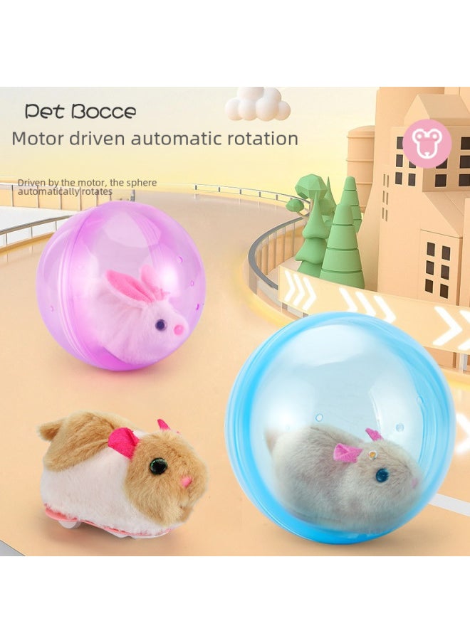 Electric Rabbit Cat Toy Rolling Ball Interactive Teasing Electronic Plush Dog Toy Bestseller-Color:(luminous)  Yellow Hamster Crawling Ball (blue Ball)-Specifications:With Rechargeable Battery + Cha  - Image 4