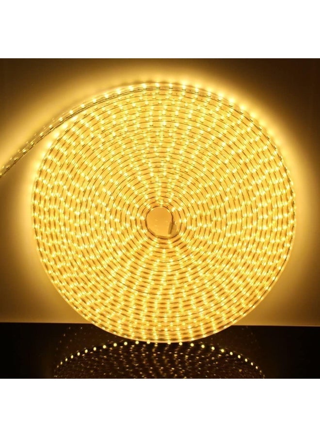 شريط إضاءة LED م بطول 10 أمتار مع وصلة - جاهز للتوصيل، مع عزل إضافي للحماية - مقاوم للماء - للاستخدام الداخلي والخارجي (ضوء أصفر ) - Image 1