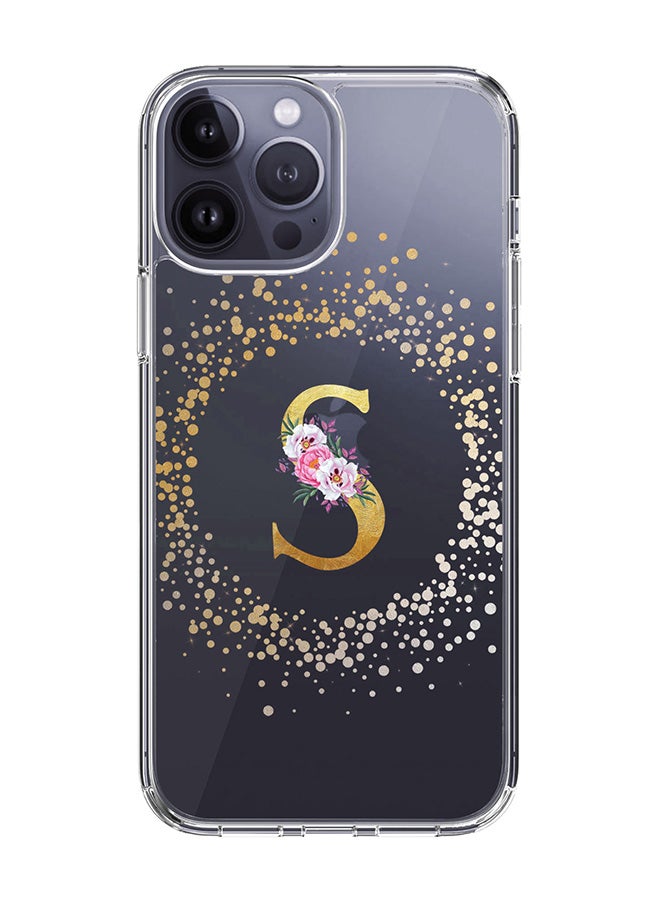 Stylizedd Classic Clear Case For iPhone 15 Pro Max, Hybrid Soft Case Thin Cover- Custom Monogram Initial Letter Floral Pattern Alphabet - S(Transparent) - Image 1