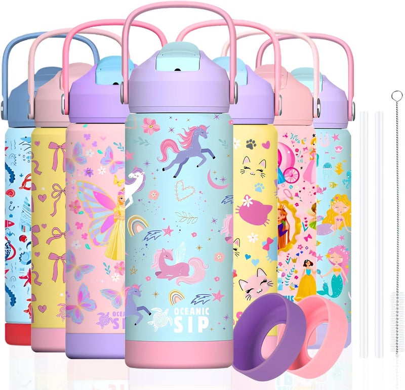 Oceanic Stainless Steel Water Bottle 550ml 18oz Double-Wall Vacuum Insulated 304 Stainless steel Water Bottle BPA FREE Leak Proof (Unicorn 550ml) - Image 1