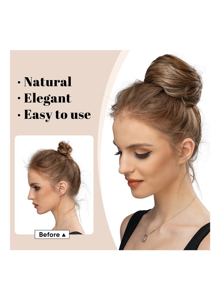 Synthetic Hair Bun Extension Roller Donut Chignon with Elastic Drawstring High Temperature Fiber Hairpiece for Women Daily Use - Brownish Black - Image 4