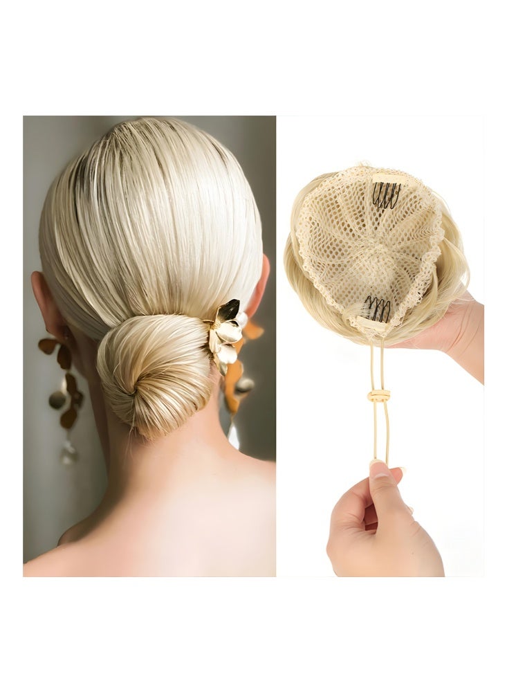 Synthetic Hair Bun Extension Roller Donut Chignon with Elastic Drawstring High Temperature Fiber Hairpiece for Women Daily Use - Brownish Black - Image 2