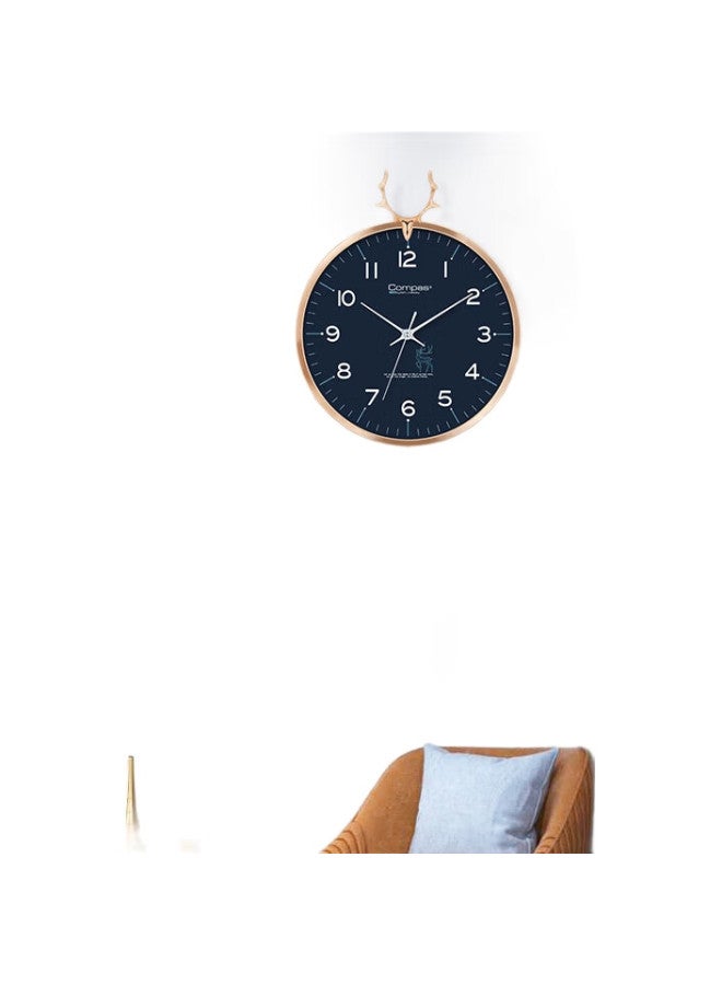 Compas (Compas) Wall Clock Living Room European Style Pendulum Clock Creative Clock Bedroom Quartz Clock Wall-Mounted C3245 Blue 36Cm - Image 2