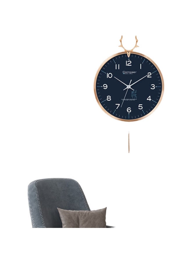Compas (Compas) Wall Clock Living Room European Style Pendulum Clock Creative Clock Bedroom Quartz Clock Wall-Mounted C3245 Blue 36Cm - Image 3