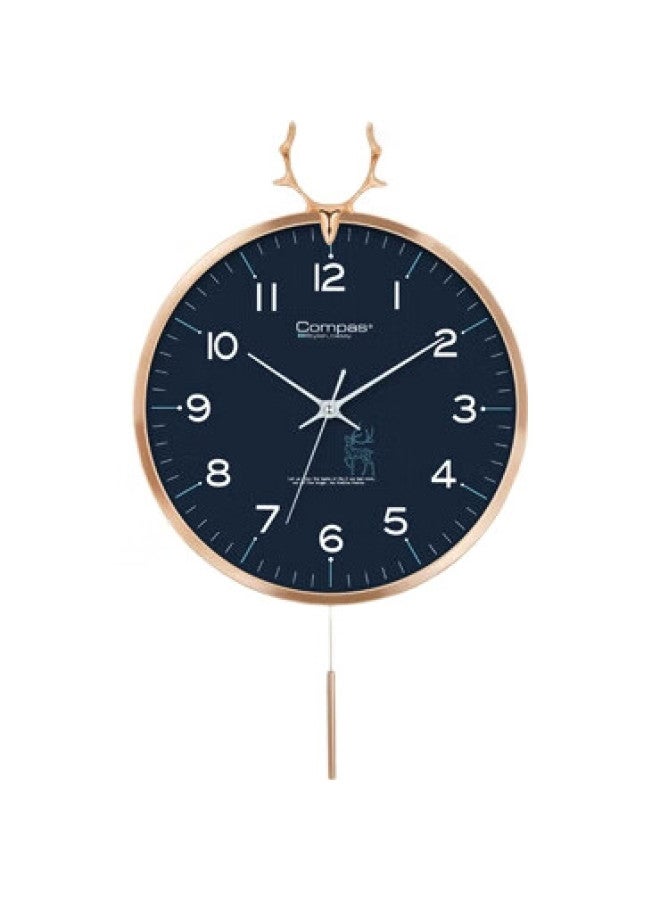 Compas (Compas) Wall Clock Living Room European Style Pendulum Clock Creative Clock Bedroom Quartz Clock Wall-Mounted C3245 Blue 36Cm - Image 1