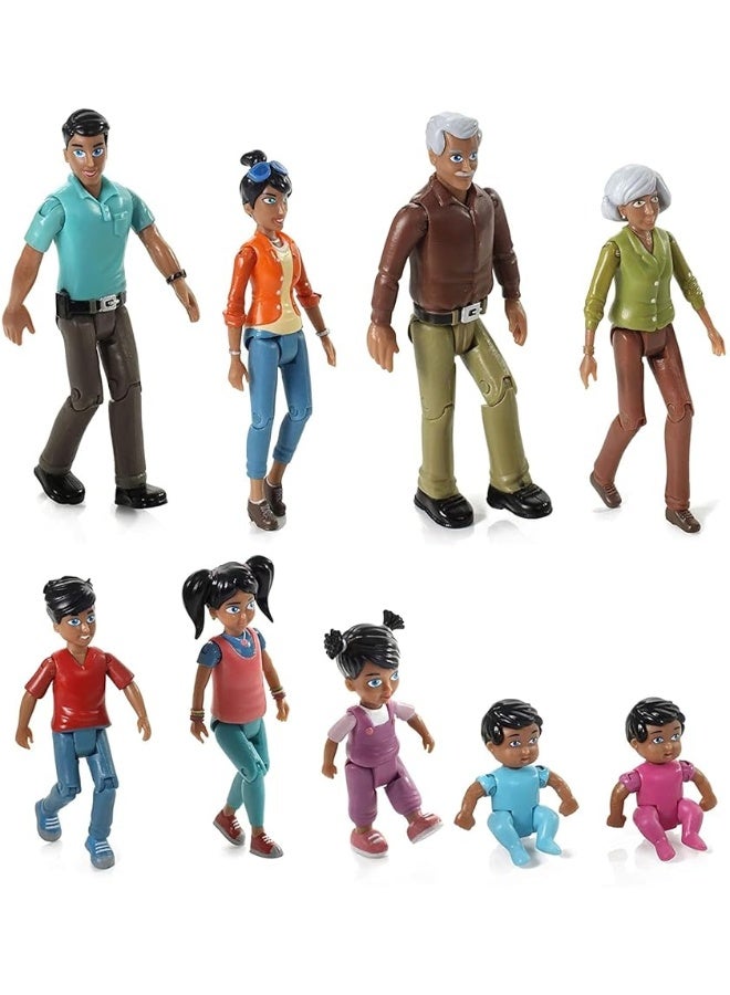 Beverly Hills Doll Collection Sweet Li'l Family Hispanic Dollhouse People Set of 9 Action Figure Set - Grandpa, Grandma, Mom, Dad, Sister, Brother, Toddler, Twin Boy & Girl - Image 5