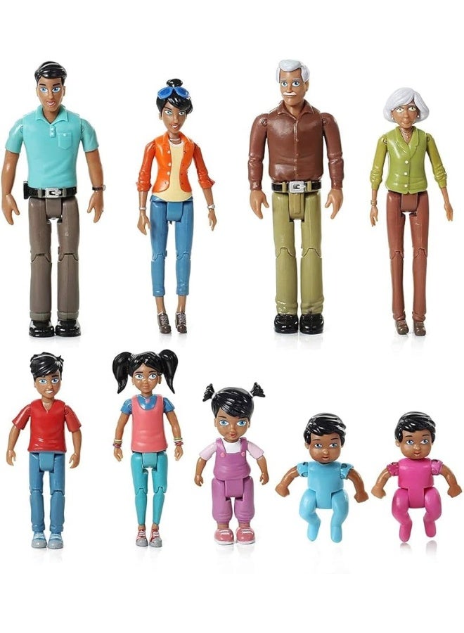 Beverly Hills Doll Collection Sweet Li'l Family Hispanic Dollhouse People Set of 9 Action Figure Set - Grandpa, Grandma, Mom, Dad, Sister, Brother, Toddler, Twin Boy & Girl - Image 2