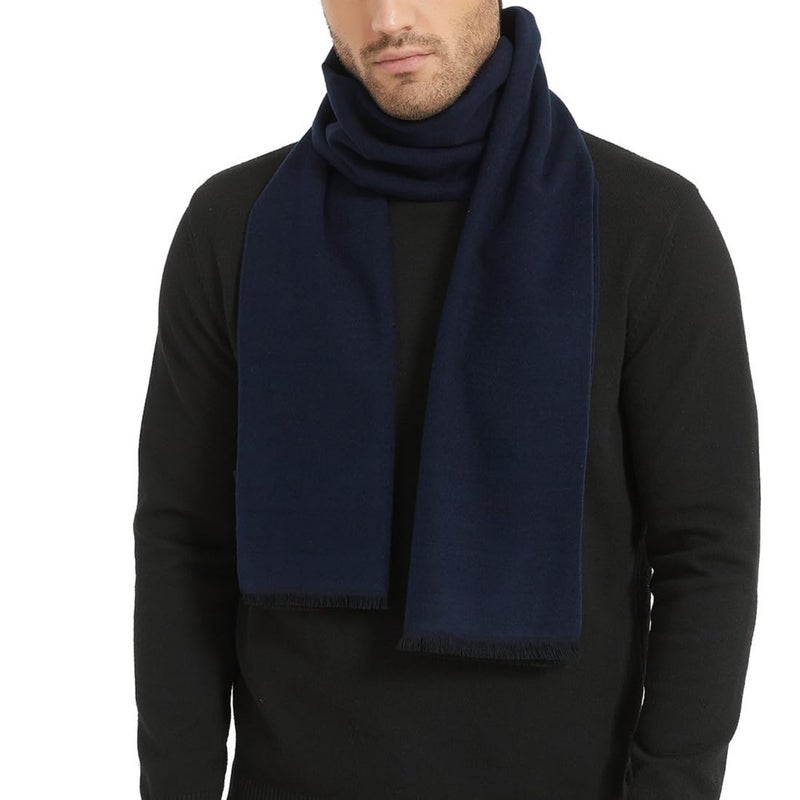 CUDDLE DREAMS Men's Silk Scarves for Winter, 100% Mulberry Silk Brushed, Luxuriously Soft & Warm (Solid Navy Gray) - Image 1
