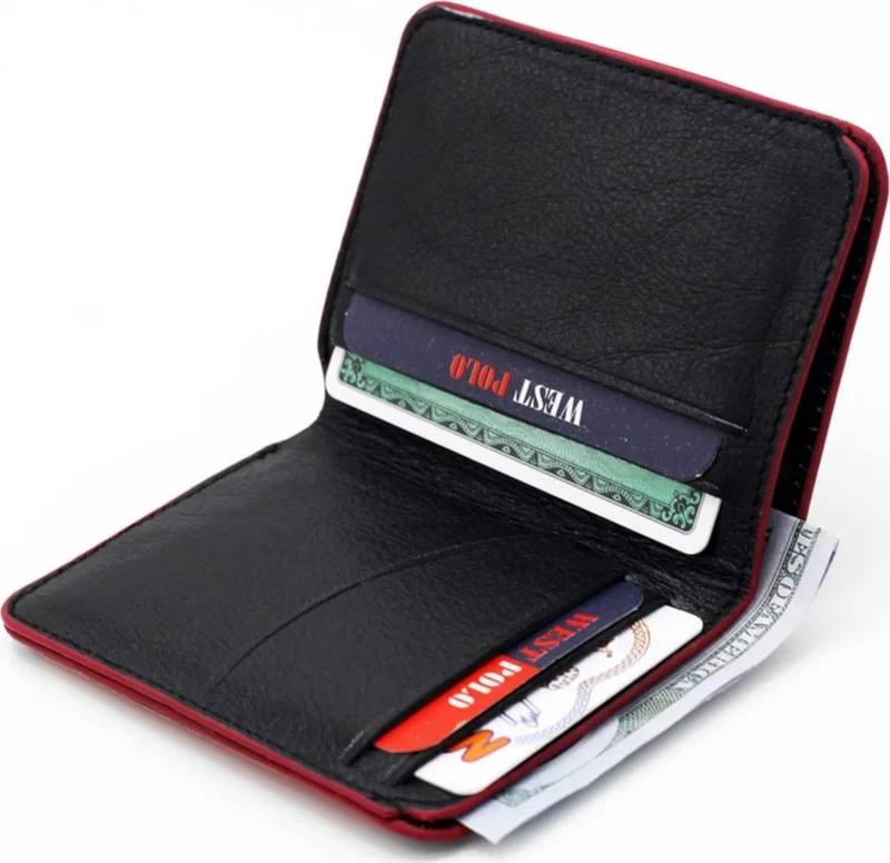 ويست بولو Westpolo Edasse Genuine Leather Unisex Mini Red Wallet Card Holder