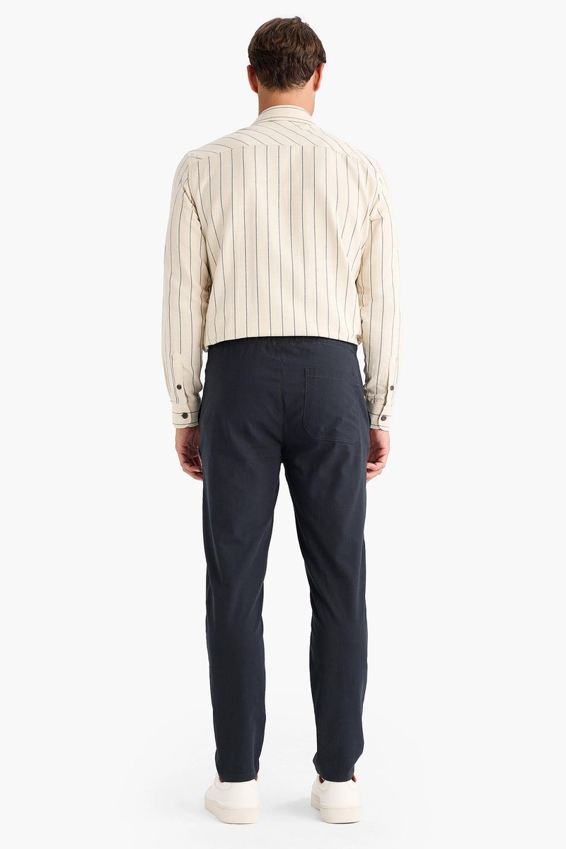 DeFacto Grey Man Cotton Skinny Leg Elastic Waist Summer Joggers Casual - Image 4