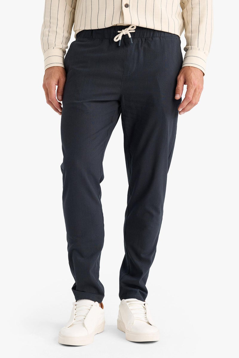 DeFacto Grey Man Cotton Skinny Leg Elastic Waist Summer Joggers Casual - Image 1