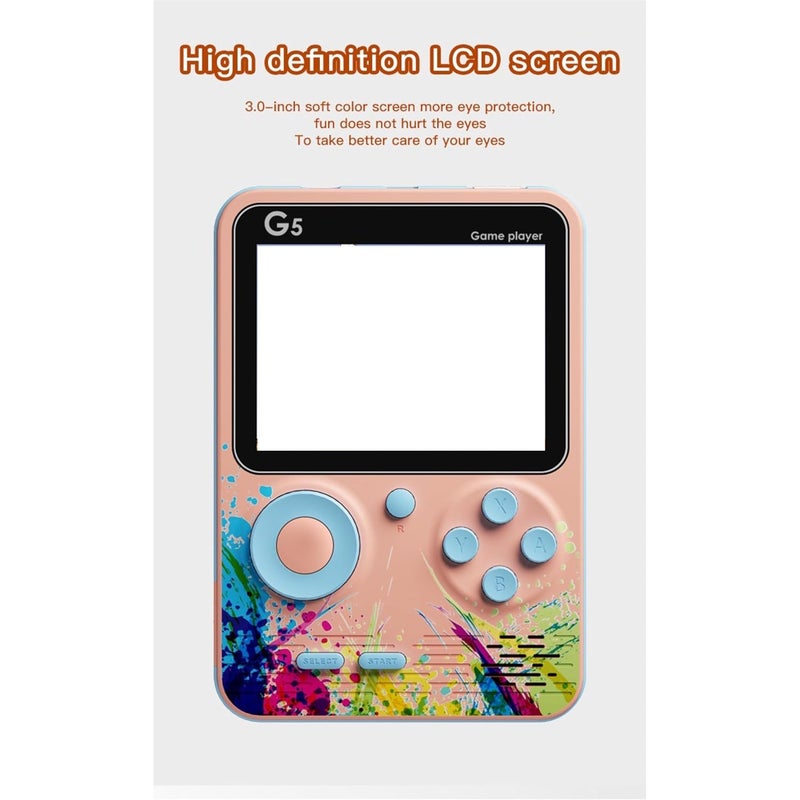 Like Star G5 500 in 1 Retro Video Game Box Only for 1 Player, Handheld Classical Game PAD Can Play On TV, 500 Games Like Contra, Tank, Bomber Man Etc. (Pink Blue) - Image 3