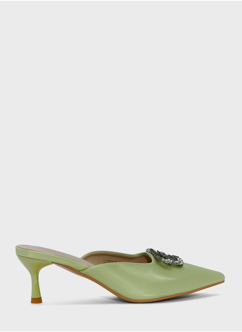 Ella Limited Edition - Silk Embellished  Heeled Mule - Image 1