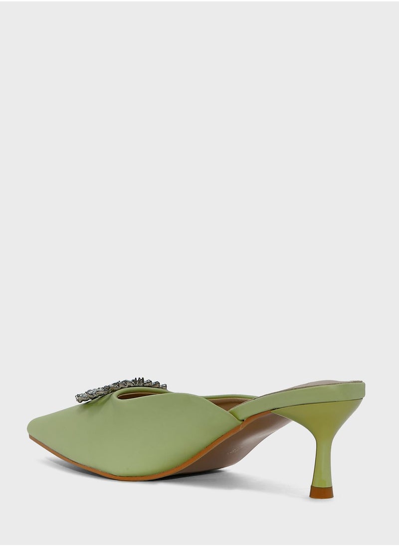 Ella Limited Edition - Silk Embellished  Heeled Mule - Image 1