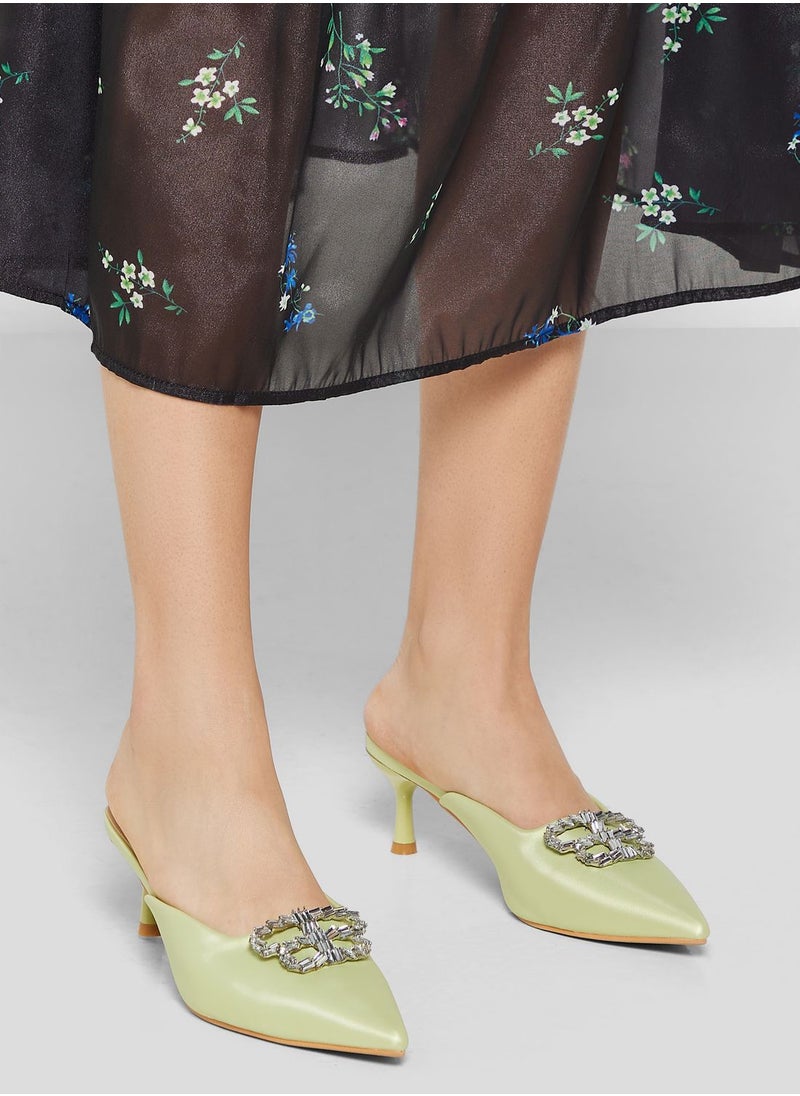 Ella Limited Edition - Silk Embellished  Heeled Mule - Image 1