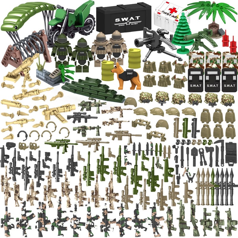 WinGift 200 Pcs Military Weapon Pack Accessories Toys KitsSTEM Military Soldier Style Weapon SetsSwat Team Building Block ToysArmy Equipment Gear SetsChristmas Birthday Gift for BoysTeensAdults - Image 4