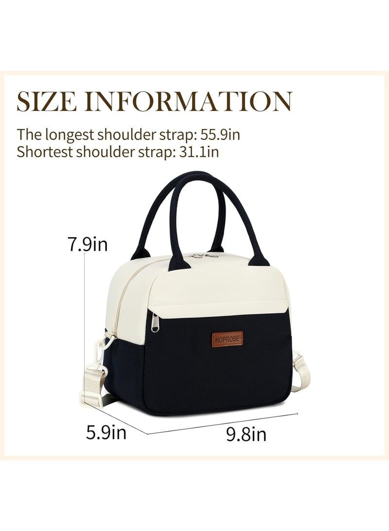 KASTWAVE Insulated Lunch Bag for Men Women, with Strap Handles, Stylish and Spacious Lunch Bag Set, Easy to Clean Insulated Lunch Bag Box, for Work, School, Picnics, and Travel (Black/White)  - Image 5