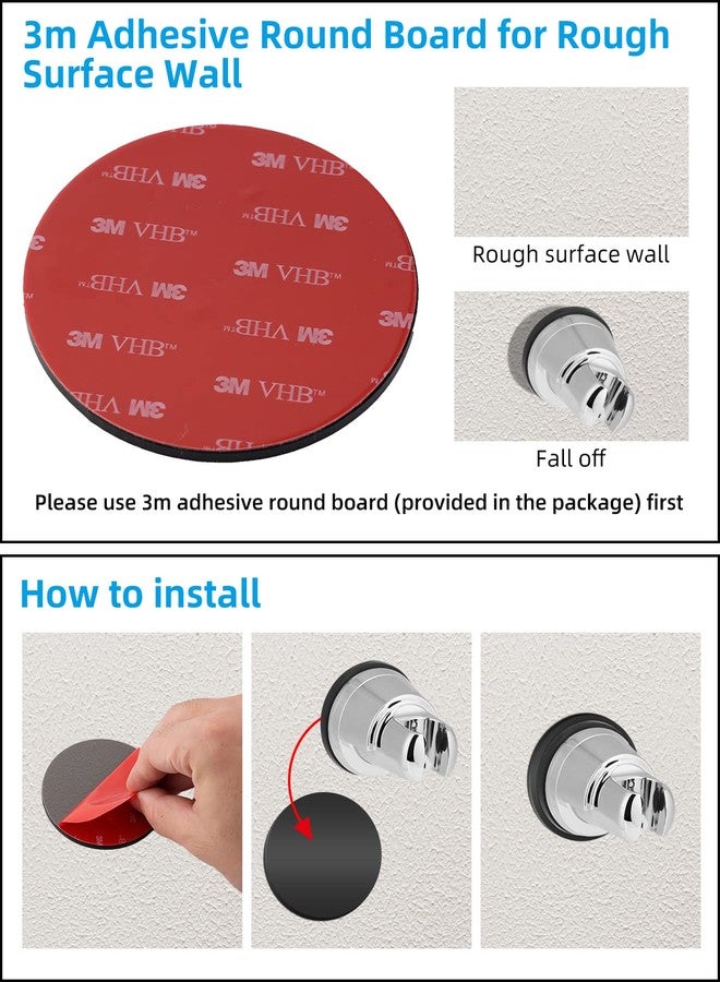 Hibbent Vacuum Suction Cup Shower Head Holder, Removable Shower Wand Bracket, Adjustable Height & Wall Mount ABS Plastic Suction Holder for Handheld Shower Head, Chrome Finish - Image 3